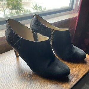 Michael Kors Black Ankle Booties with Croc-Embossed Detail